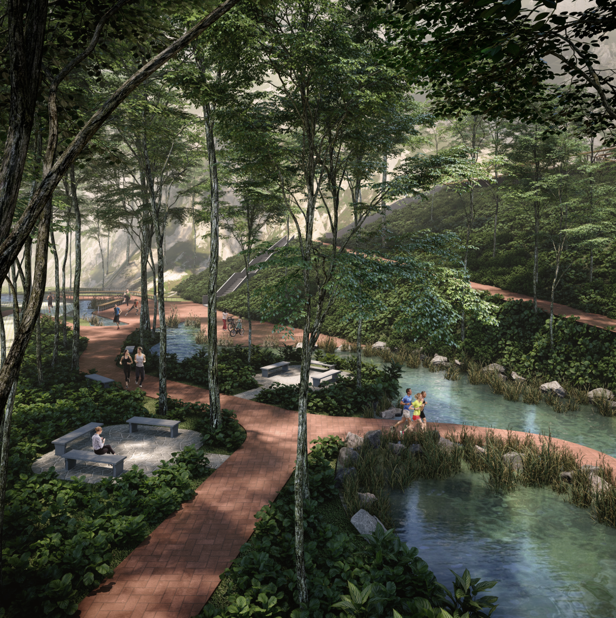 The Lake Garden at the 10-acre recreational park, Central Park Damansara, with planting around open water