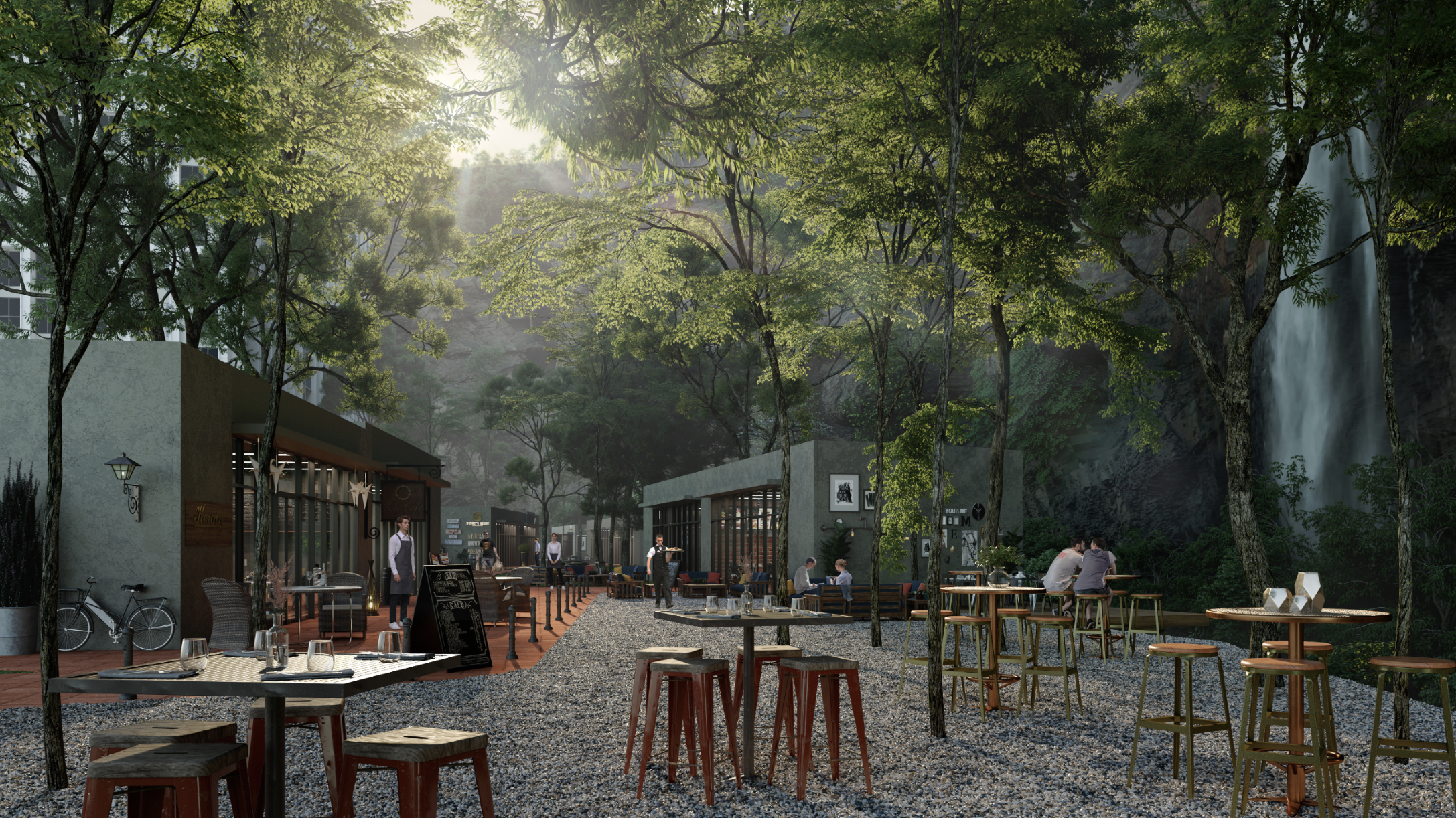 Cosy alfresco dining terraces at the Alfresco Retail Park, Central Park Damansara